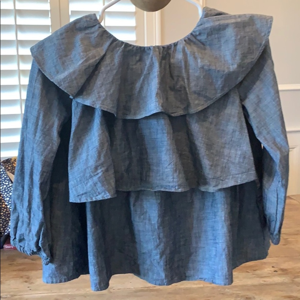 CREWCUTS Denim ruffle shirt